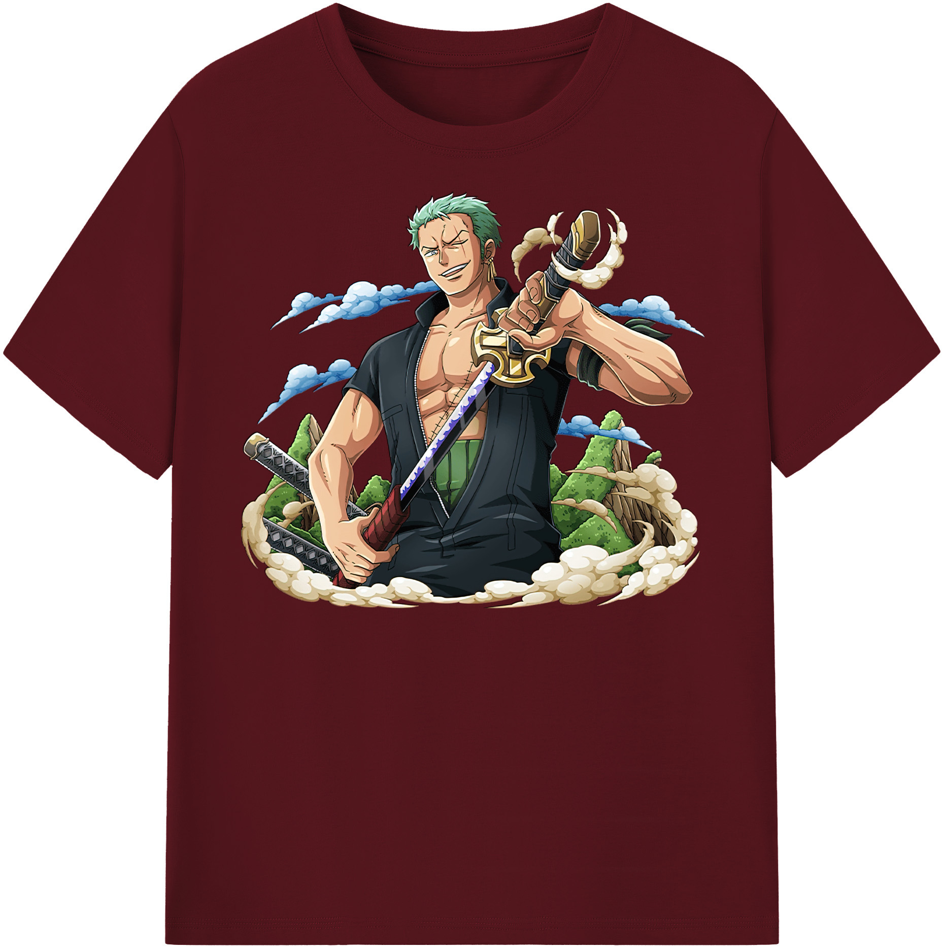 ワンピース ロロノア・ゾロ ONE PIECE Roronoa Zoro 綿100％半袖Tシャツ（フロントプリント）